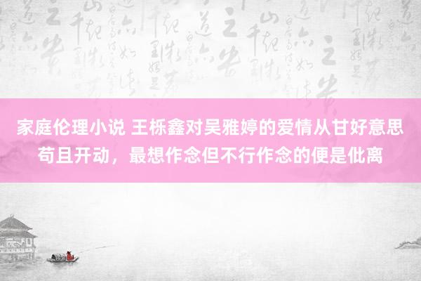 家庭伦理小说 王栎鑫对吴雅婷的爱情从甘好意思苟且开动，最想作念但不行作念的便是仳离